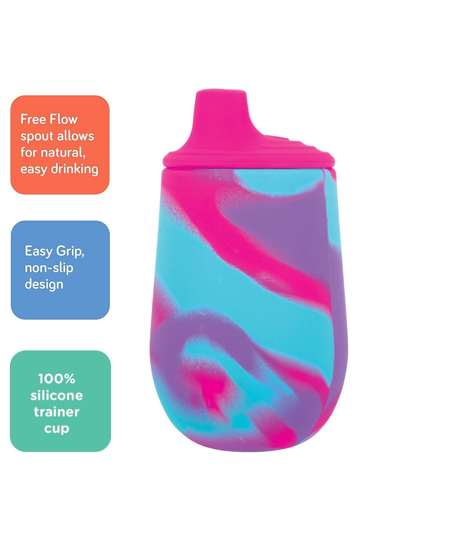 Silicone Tie-dye Baby First Training Cup, 6oz, Pink/Purple