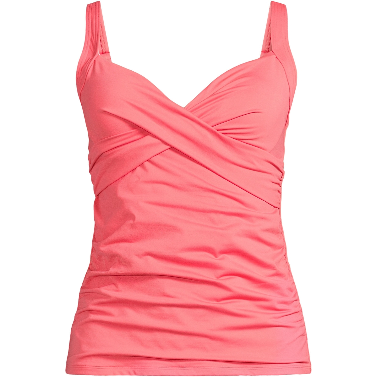 Lands' End Women's Chlorine Resistant V-Neck Wrap Underwire Tankini Swimsuit Top Adjustable Straps