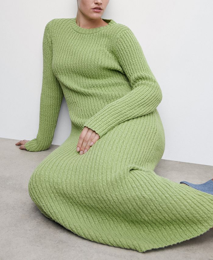 MANGO Women's Ribbed Long Dress Macy's