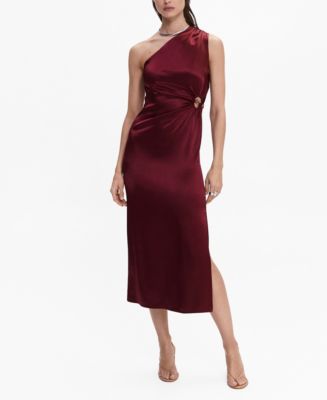 asymmetrical satin dress mango MANGO - Asymmetrical satin Dress with fringes Purple