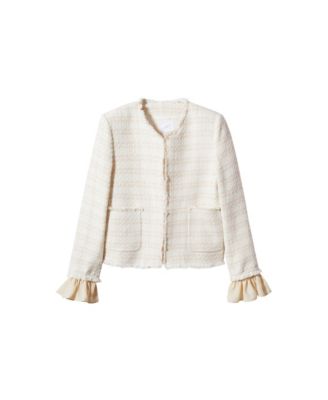 MANGO Women's Ruffled Cuffs Tweed Jacket