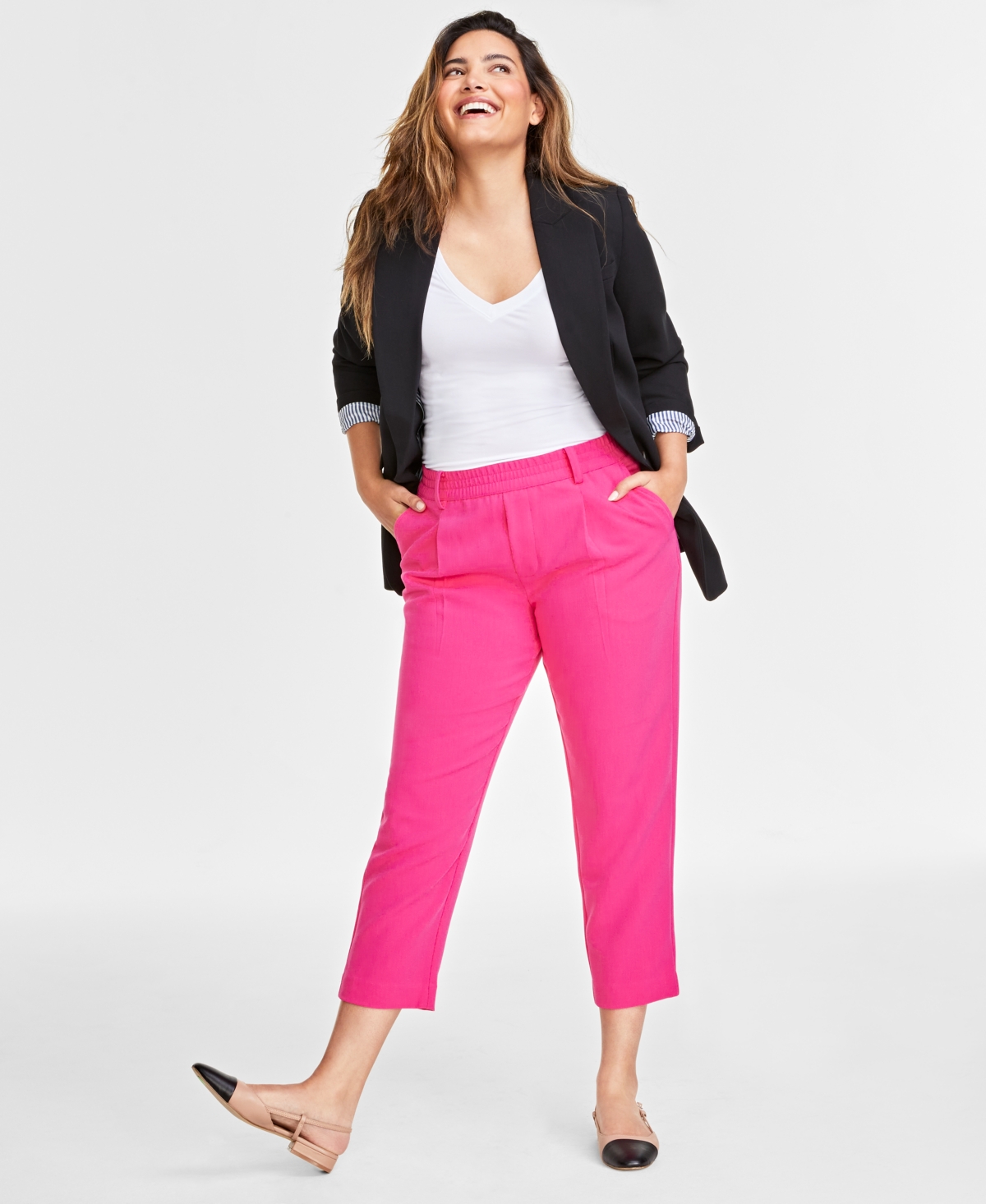 On 34th Women's Double-Weave Pull-On Ankle Pants, Created for Macy's