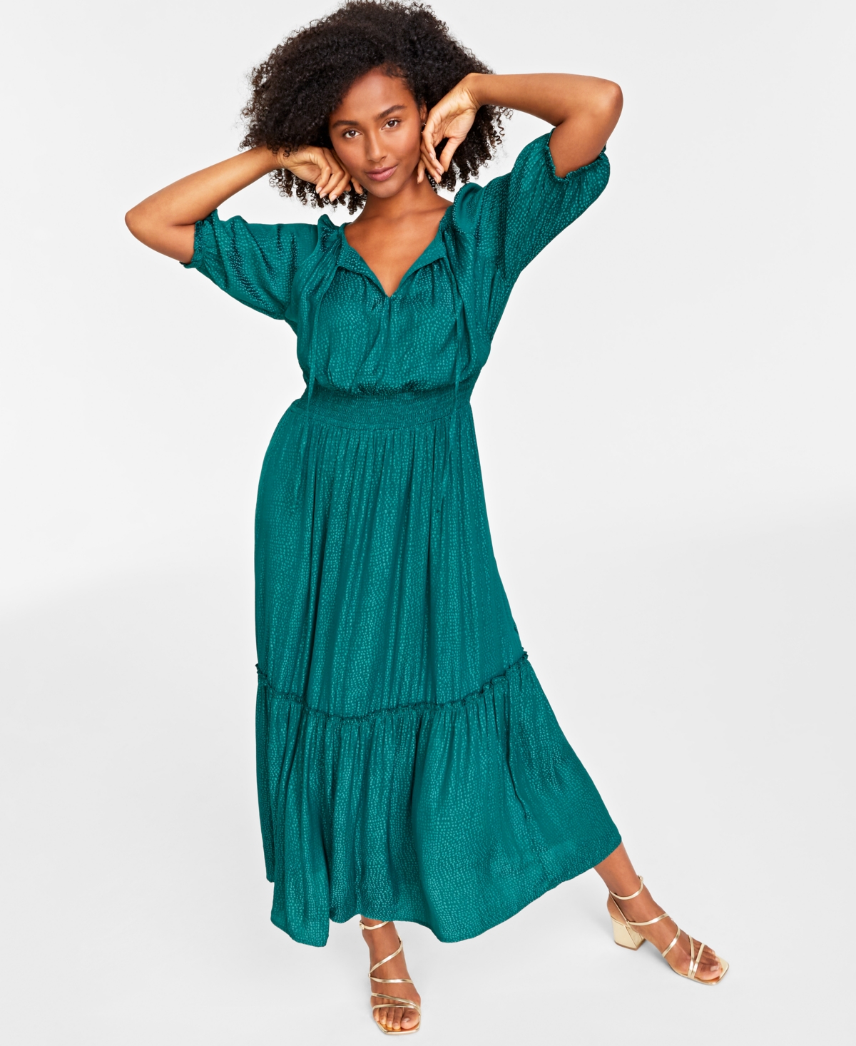 On 34th Women's Elbow-sleeve Tiered Maxi Dress, Created For Macy's In ...