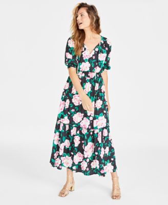 On 34th - Women's Floral-Print Tiered Maxi Dress, Created for Macy's