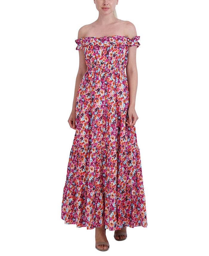 Laundry by Shelli Segal Women's Floral Cotton OffTheShoulder Maxi