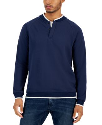 Baseball-Collar Long Sleeve Quarter-Snap Pullover 