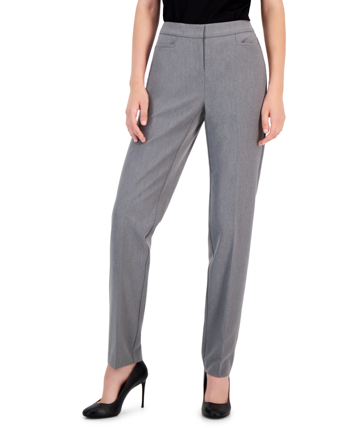 Inc International Concepts Women's Mid-rise L-pocket Straight-leg Pants, Regular, Long & Short Lengths, Created For Macy's In Medium Heather Grey