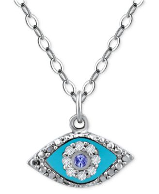 Giani Bernini - Cubic Zirconia & Enamel Evil Eye Pendant Necklace in Sterling Silver, 16" + 2" extender