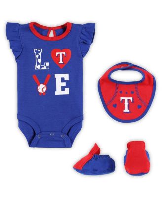 Newborn and Infant Boys and Girls Royal, Red Texas Rangers Three-Piece ...