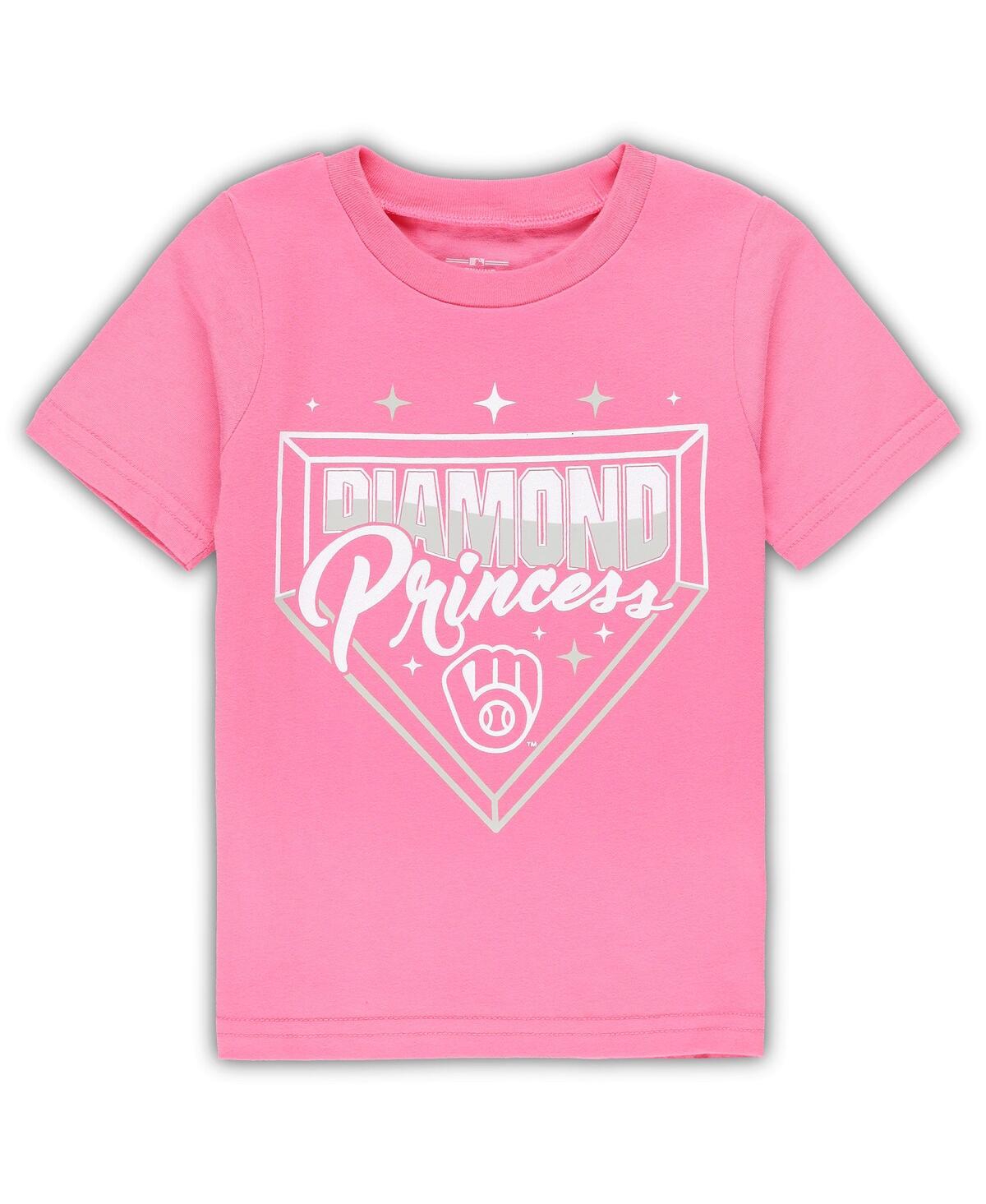 Shop Outerstuff Toddler Girls Pink Milwaukee Brewers Diamond Princess T-shirt