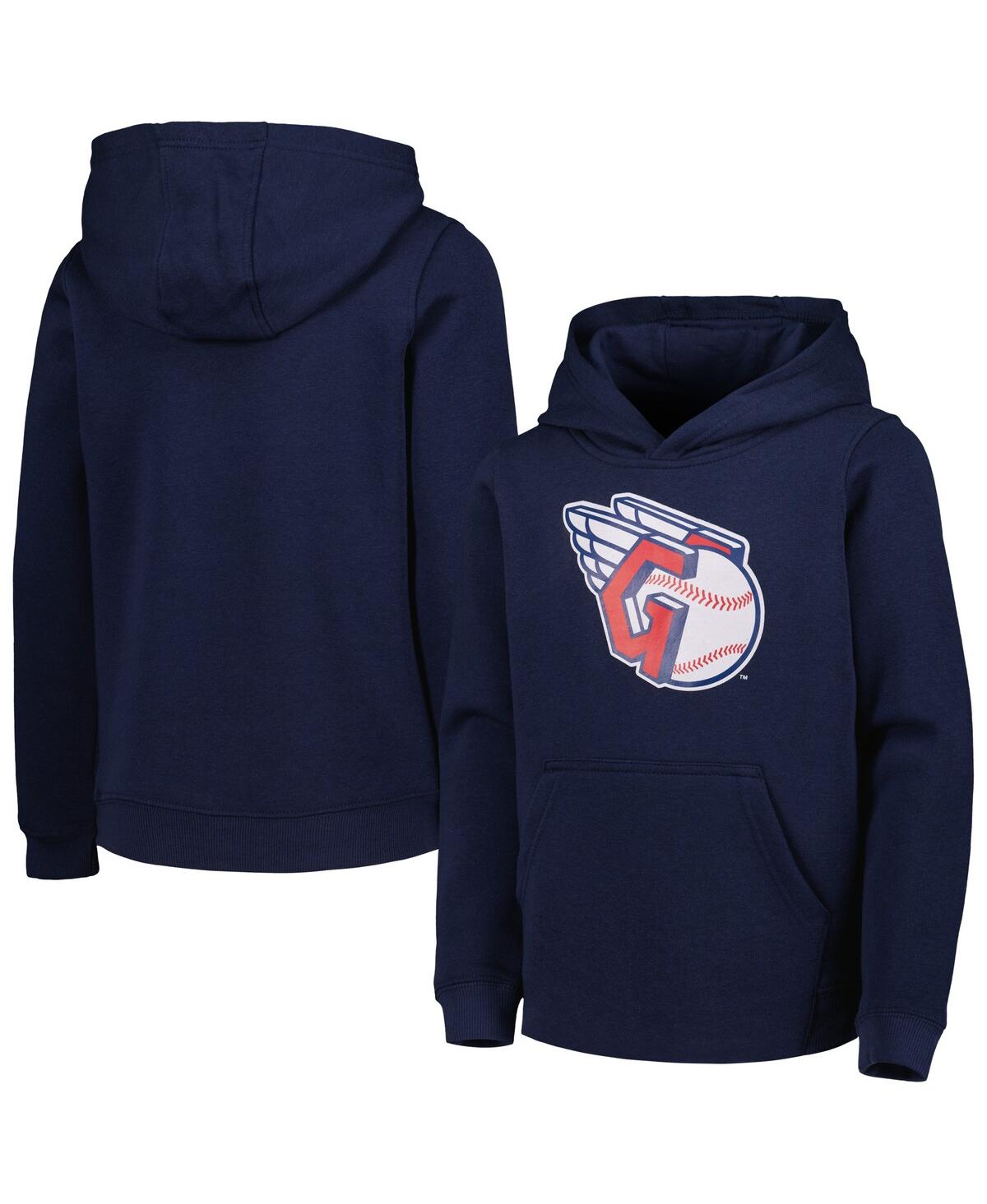 Shop Outerstuff Big Boys And Girls Navy Cleveland Guardians Team Primary Logo Pullover Hoodie