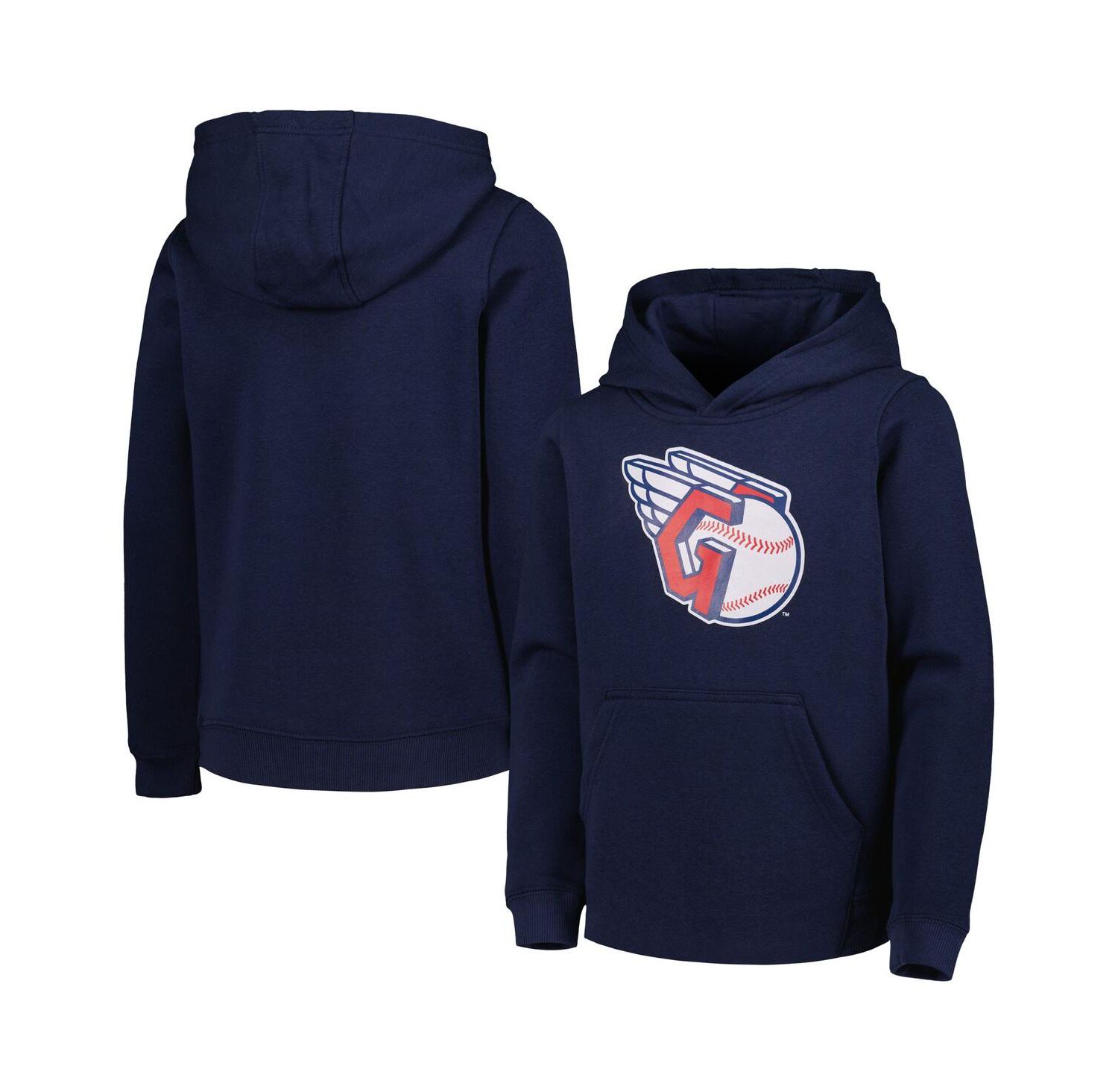 Big Boys and Girls Navy Cleveland Guardians Team Primary Logo Pullover Hoodie