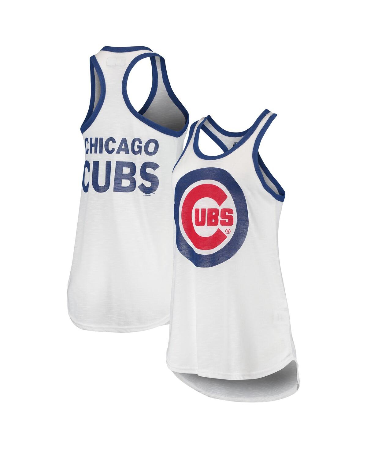 Shop G-iii 4her By Carl Banks Women's  White Chicago Cubs Tater Racerback Tank Top