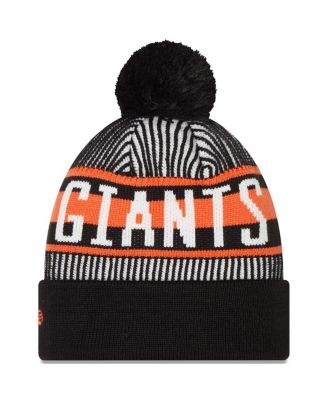 Men's Black San Francisco Giants Striped Cuffed Knit Hat with Pom
