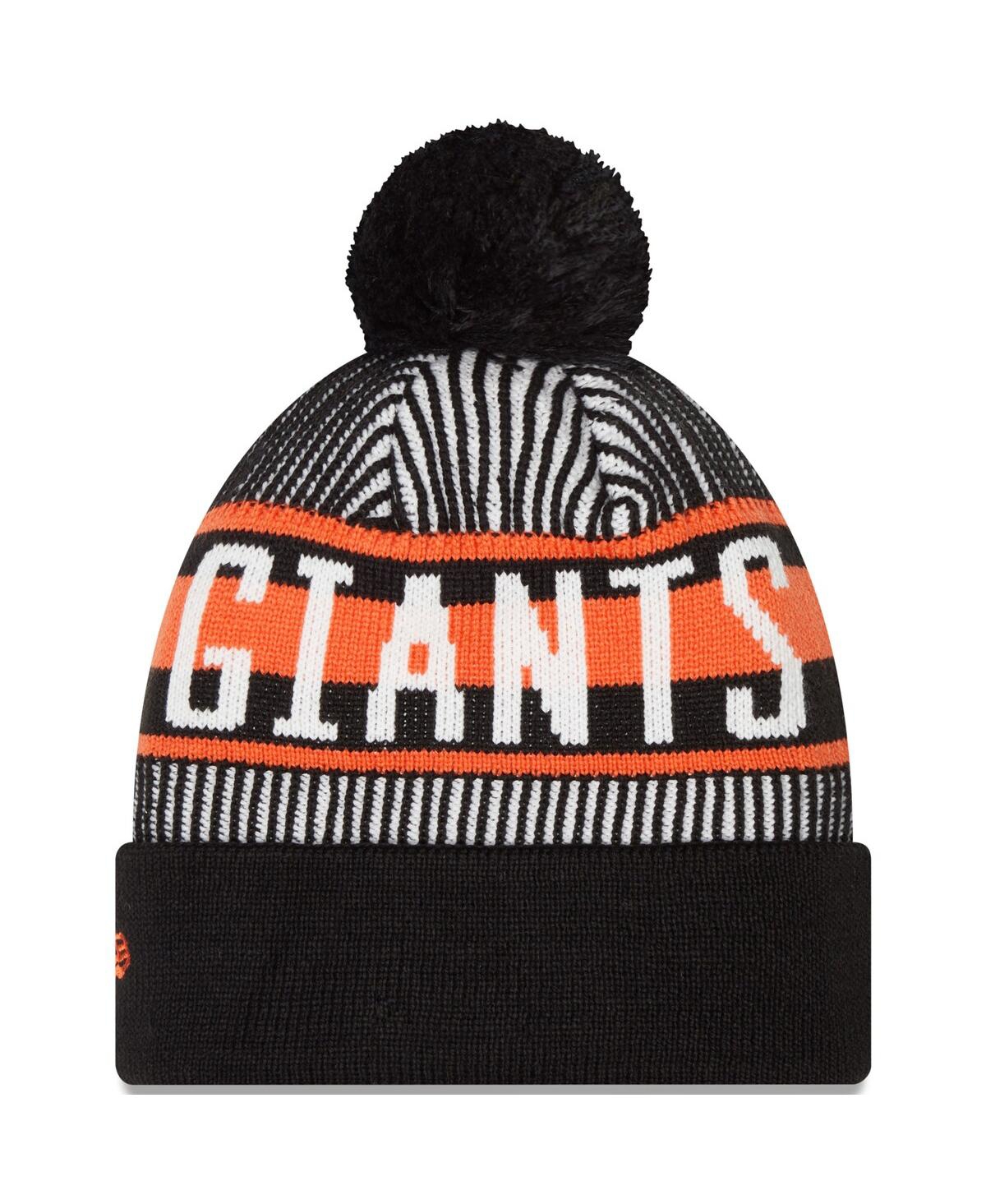 Fanatics Men's  Black San Francisco Giants Striped Cuffed Knit Hat With Pom In Black