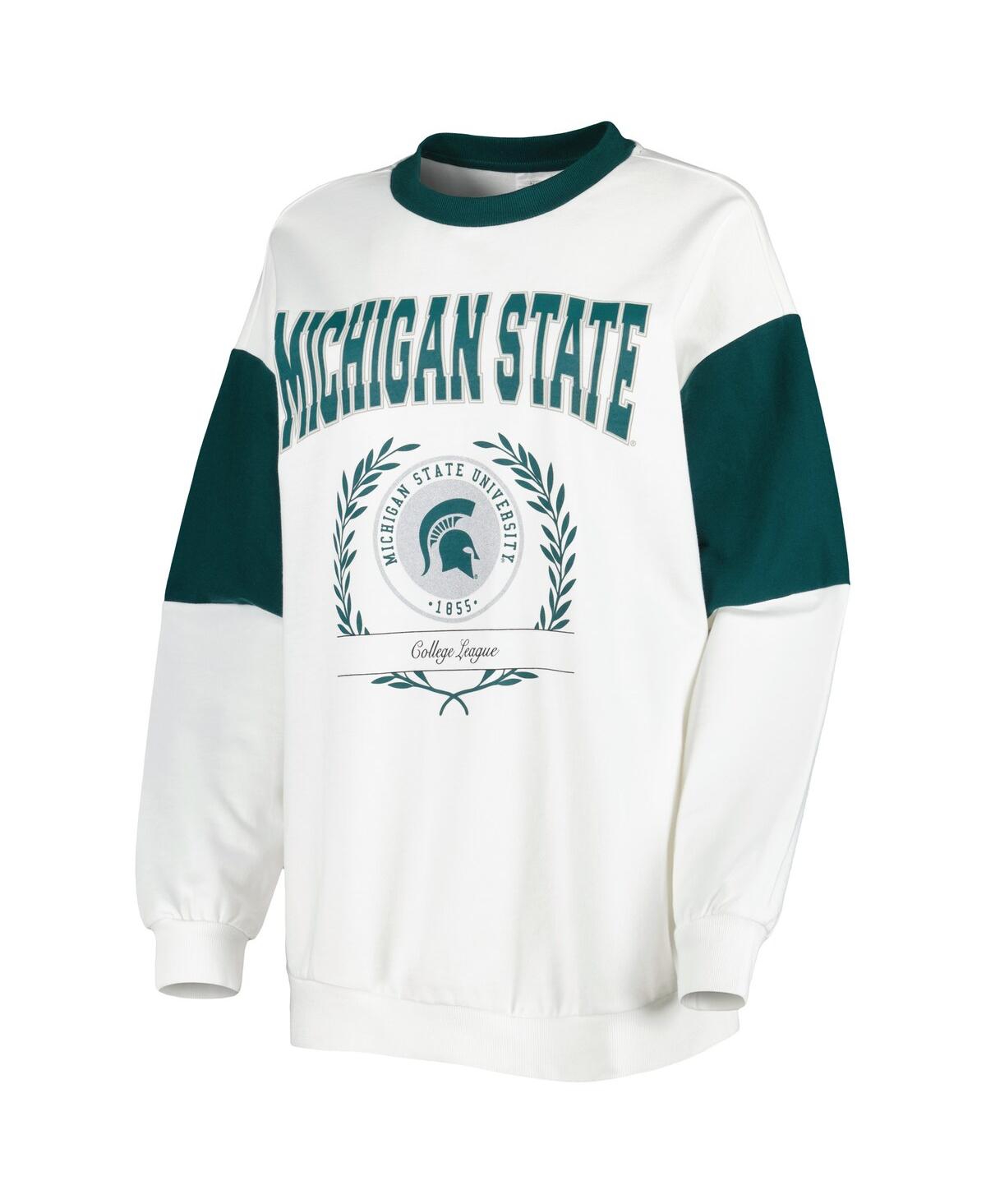 Shop Gameday Couture Women's  White Michigan State Spartans It's A Vibe Dolman Pullover Sweatshirt