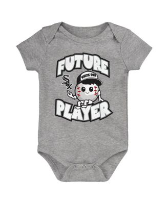 Newborn and Infant Boys and Girls Heather Gray, Black, White Chicago White Sox Minor League Player Three-Pack Bodysuit Set