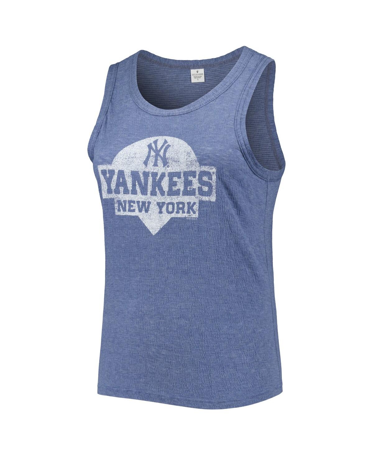Shop Soft As A Grape Women's  Navy New York Yankees Plus Size High Neck Tri-blend Tank Top