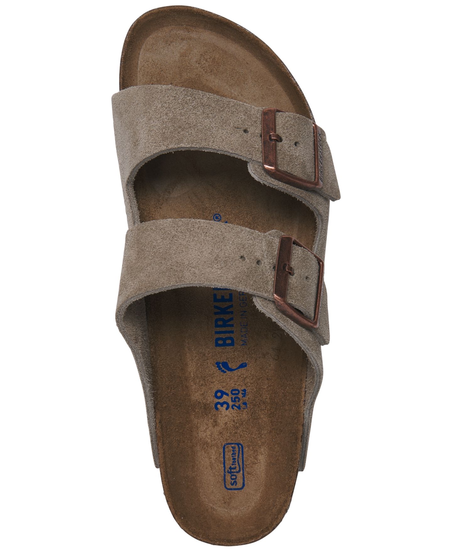 Женские сандалии Birkenstock Arizona Soft Footbed Suede Leather, цвет: Бежевый / Серо-коричневый — фото 5