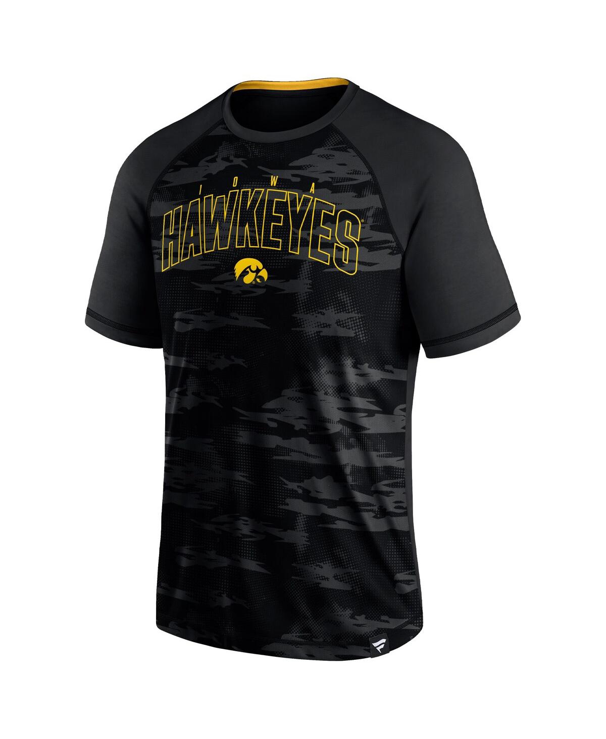 Fanatics Men's  Black Iowa Hawkeyes Arch Outline Raglan T-shirt In Black