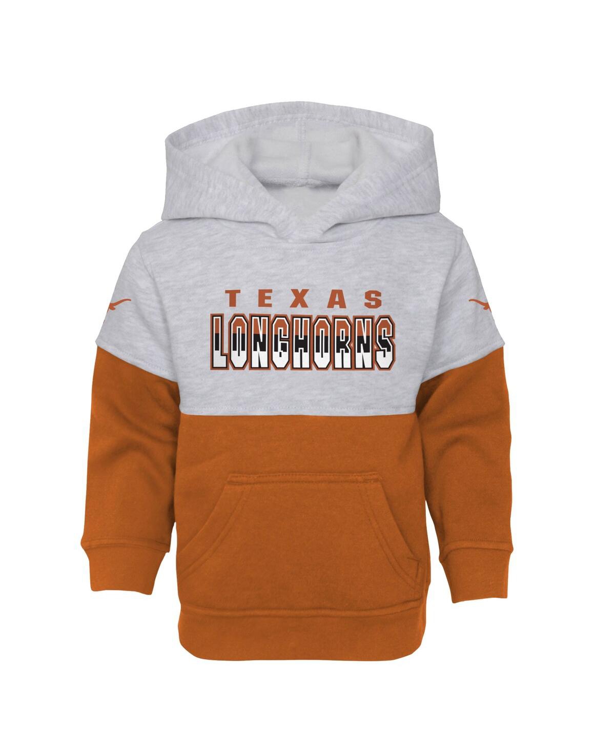 Shop Outerstuff Infant Boys And Girls Heather Gray, Texas Orange Texas Longhorns Playmaker Pullover Hoodie And Pants In Heather Gray,texas Orange