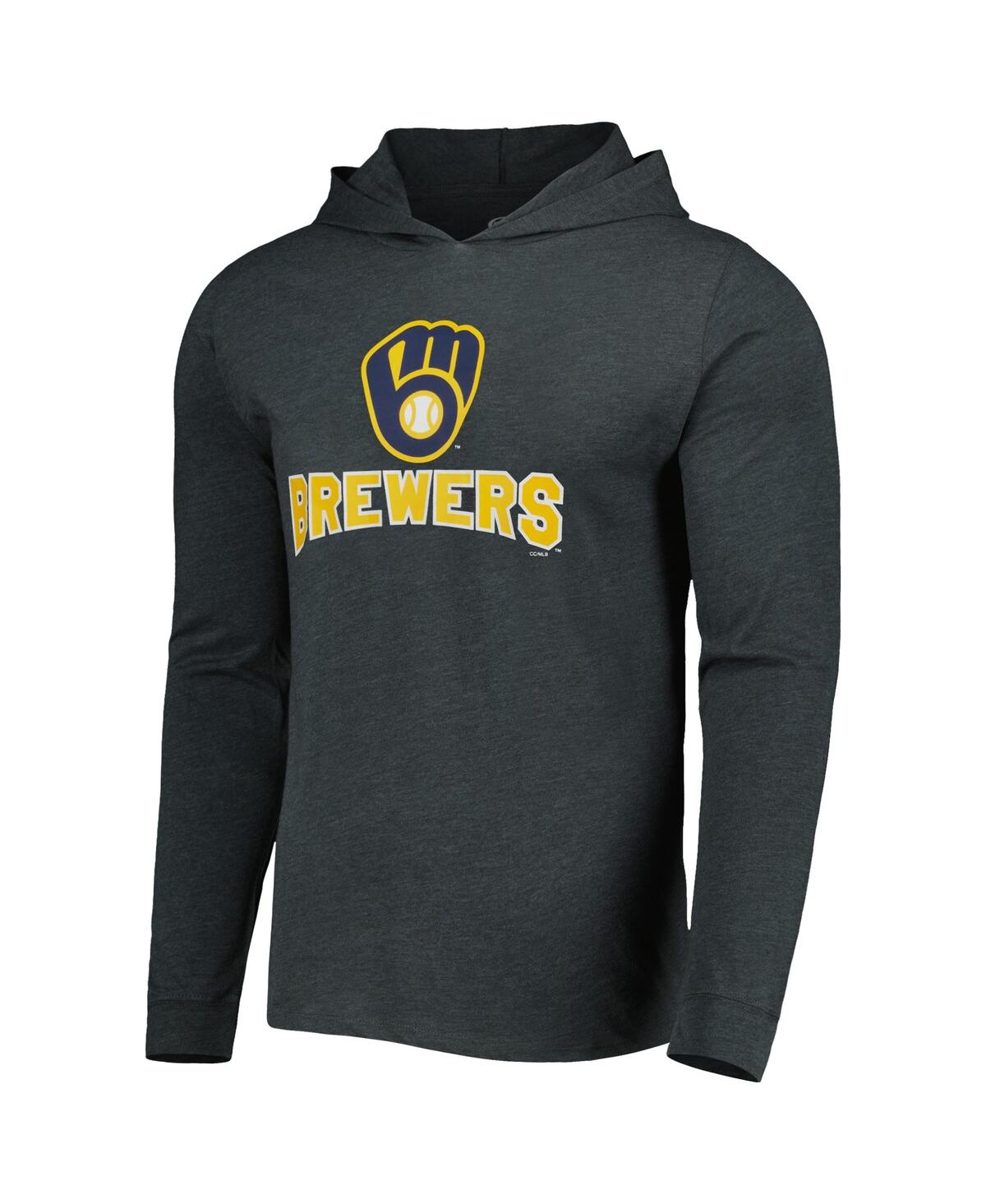 Shop Concepts Sport Men's  Heather Navy, Heather Charcoal Milwaukee Brewers Meter Hoodie And Joggers Set In Heather Navy,heather Charcoal
