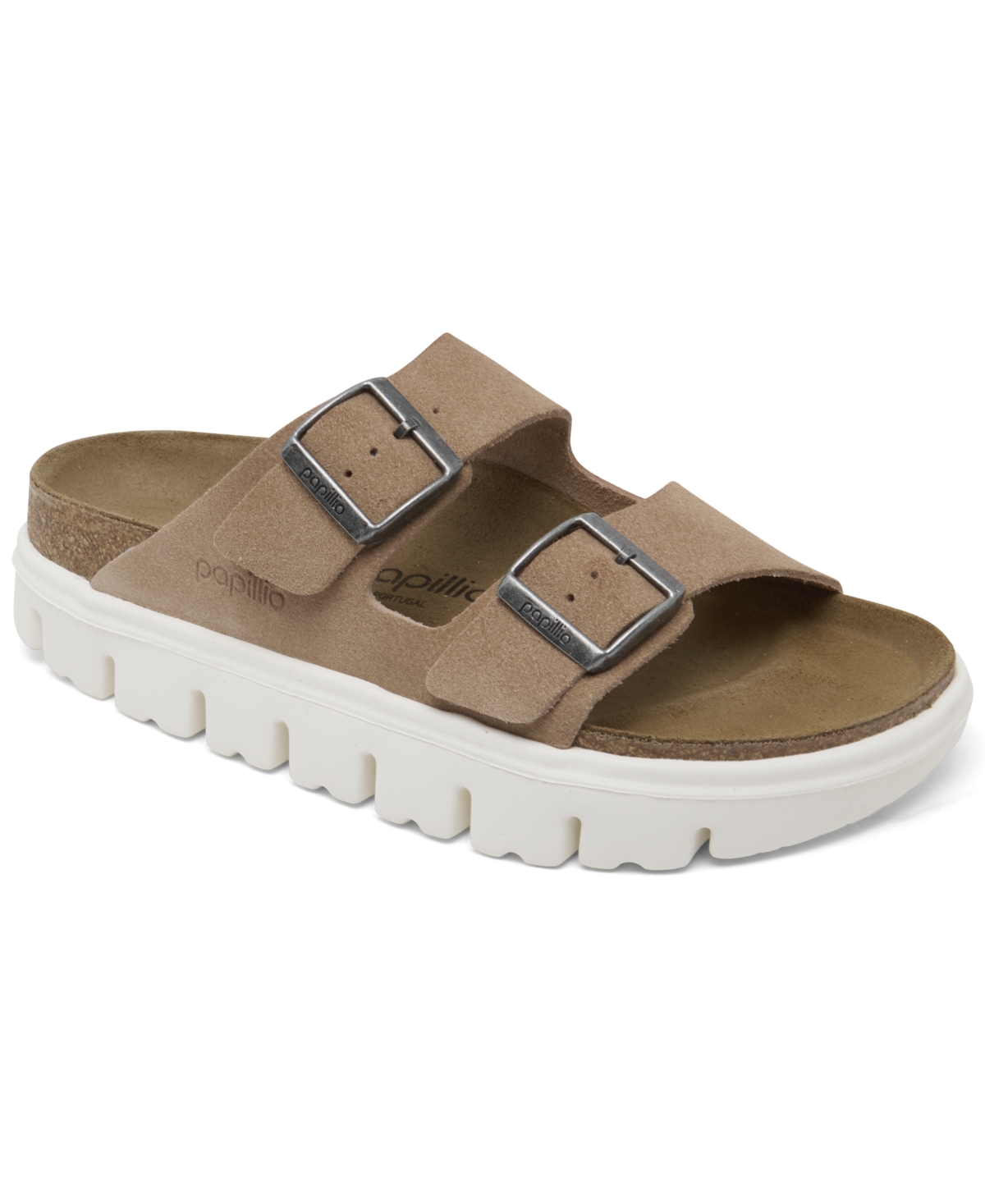 Shop Birkenstock Papillio By  Women's Arizona Chunky Suede Leather Platform Sandals From Finish Line In Warm Sand