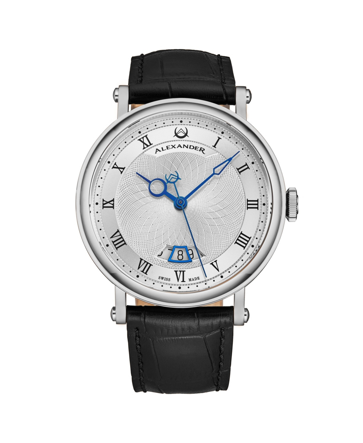 Men's Triumph Automatic Black Leather , Silver-Tone Dial , 49mm Round Watch - Black