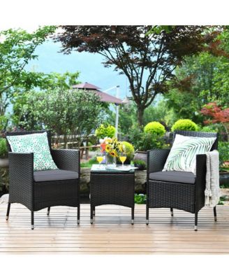 3 PCS PE Rattan Wicker Furniture Sets