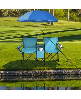 Folding Picnic Double Chair W/Umbrella Table Cooler Beach
