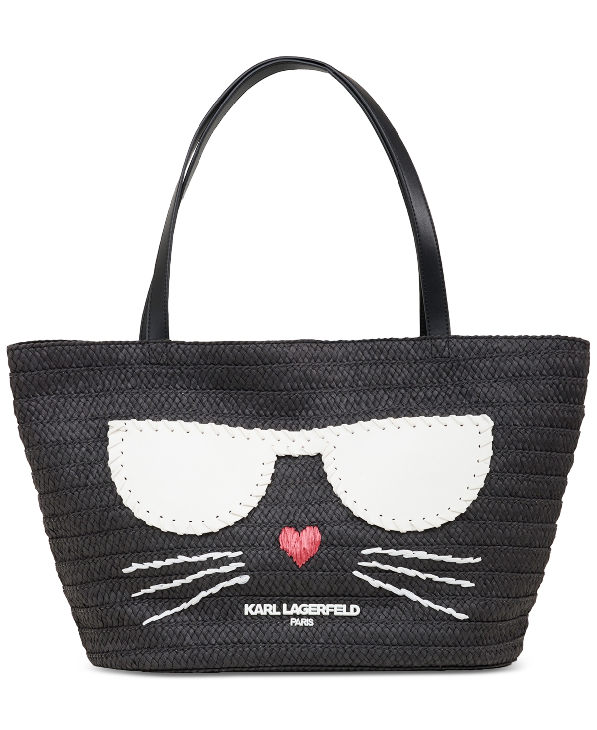 Karl Lagerfeld Ikons Extra-large Straw Tote In Black,white