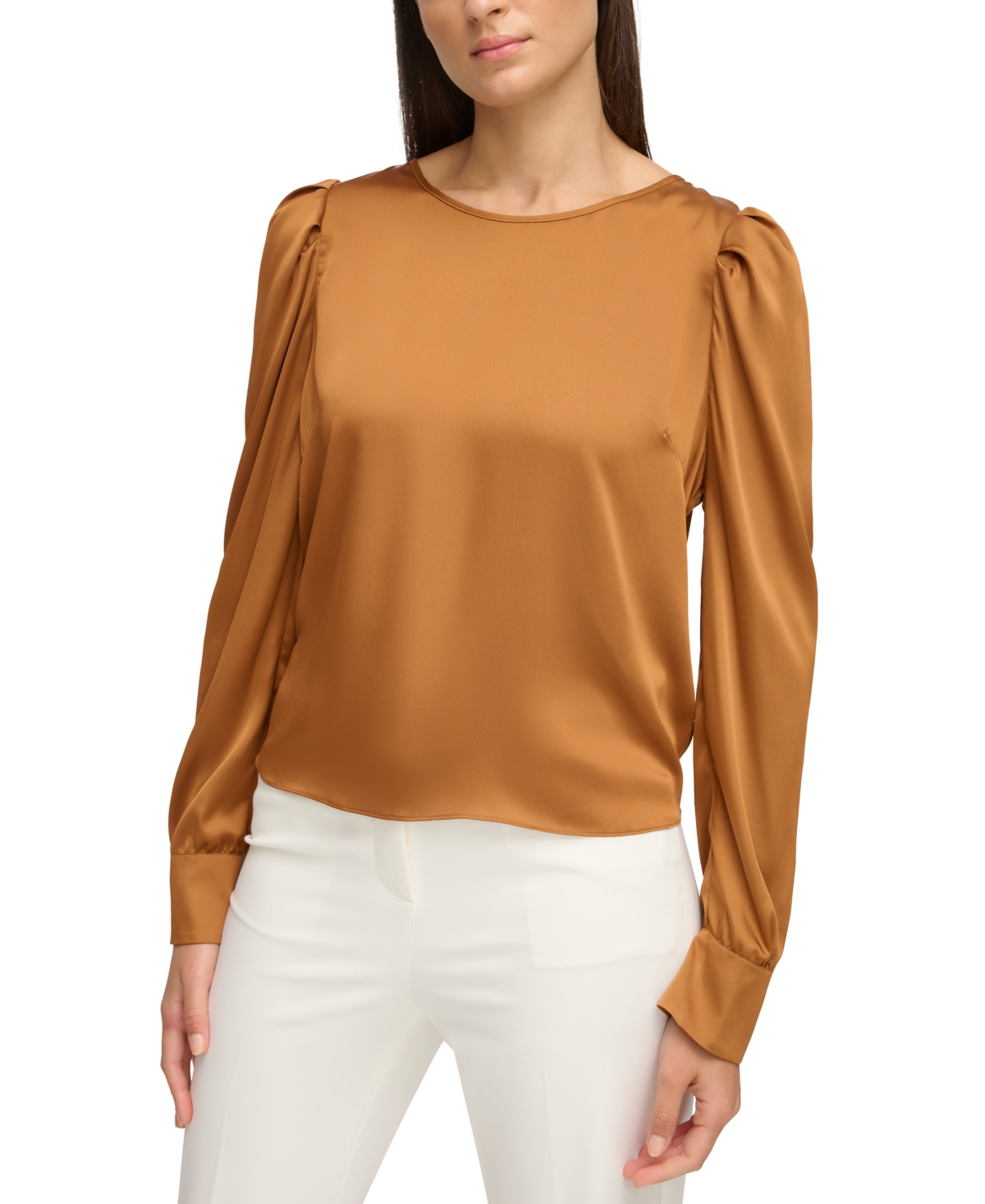 Donna Karan Women's Solid-Color Long Puff-Sleeve Top