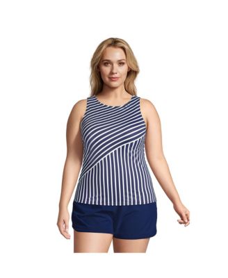 Lands' End Plus Size Mastectomy High Neck UPF 50 Modest Tankini ...