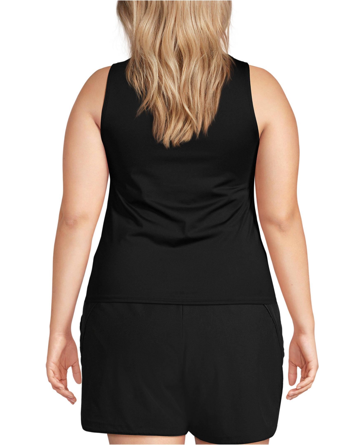 Lands' End Plus Size Chlorine Resistant High Neck Upf 50 Sun Protection Modest Tankini Swimsuit Top