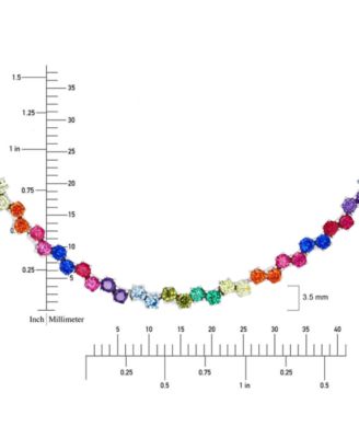 Multicolor Cubic Zirconia Link Bracelet in Sterling Silver