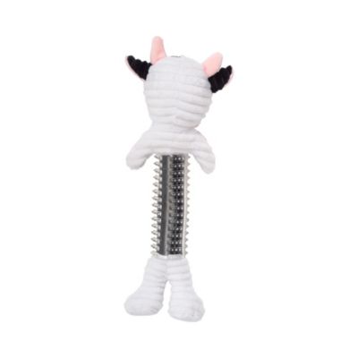 Black & White Cow Plush Dog Toy – Durable Thermoplastic Rubber with Squeaker & Crinkle Paper
