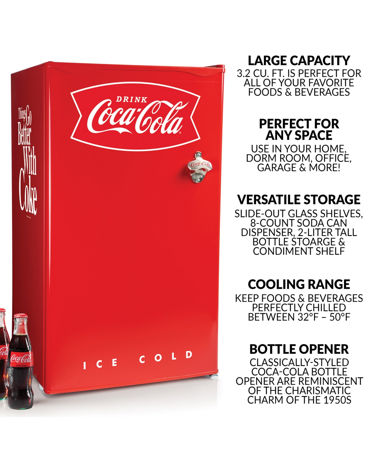 Coca-Cola 3.2 Cubic Feet Refrigerator with Freezer