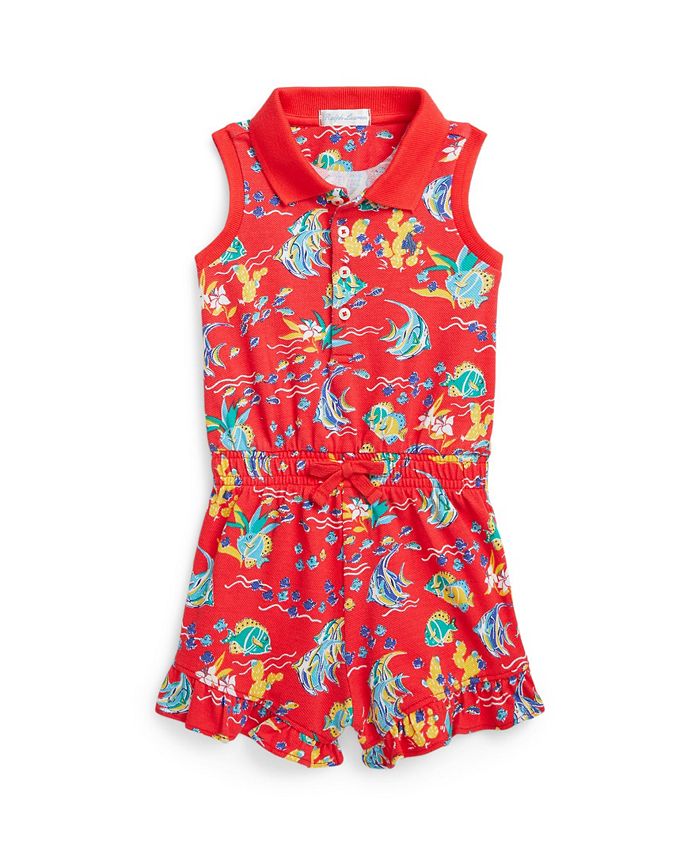 Polo Ralph Lauren Baby Girls Tropical Print Stretch Mesh Romper Macy's