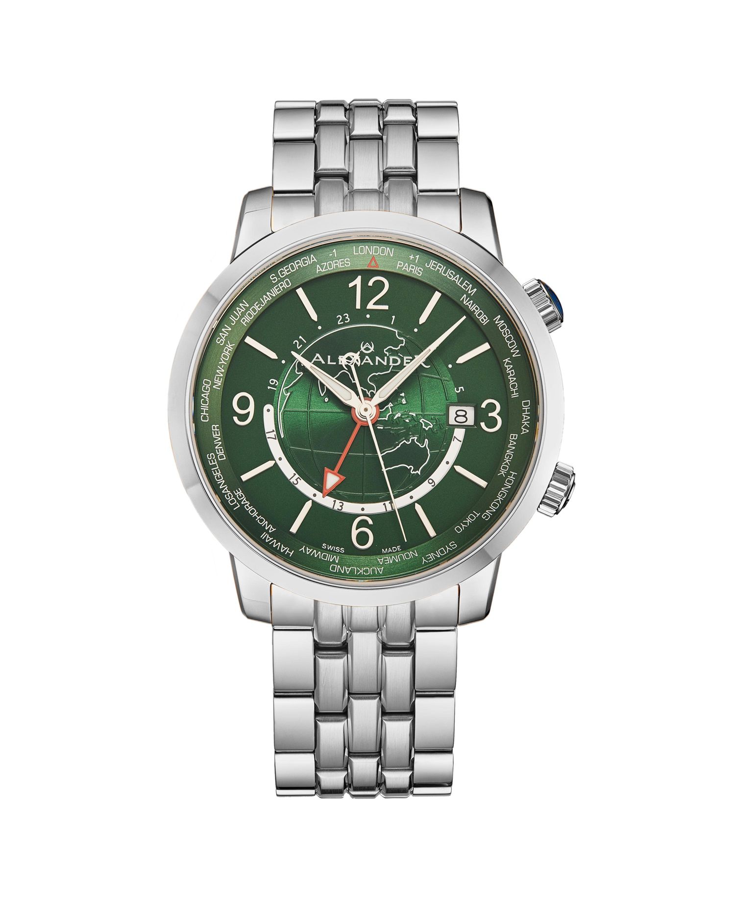 Men's Journeyman 2 Silver-Tone Stainless Steel , Green Dial , 40mm Round Watch