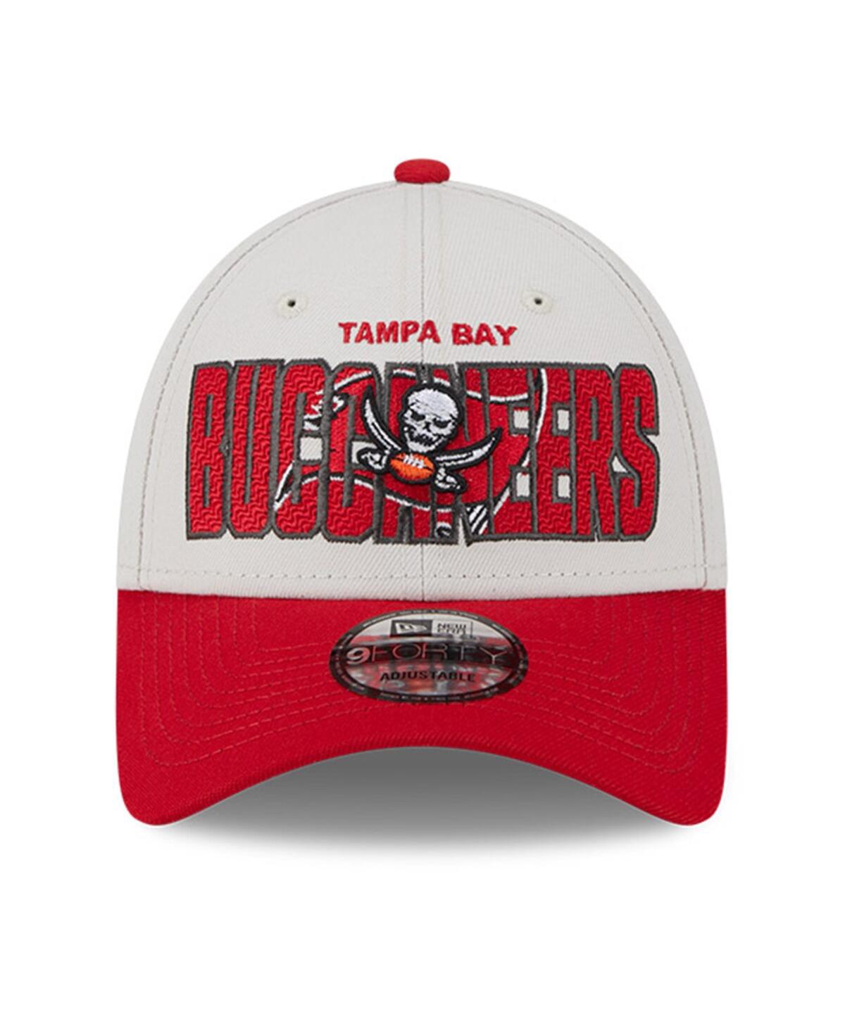 Shop New Era Men's  Stone, Red Tampa Bay Buccaneers 2023 Nfl Draft 9forty Adjustable Hat In Stone,red