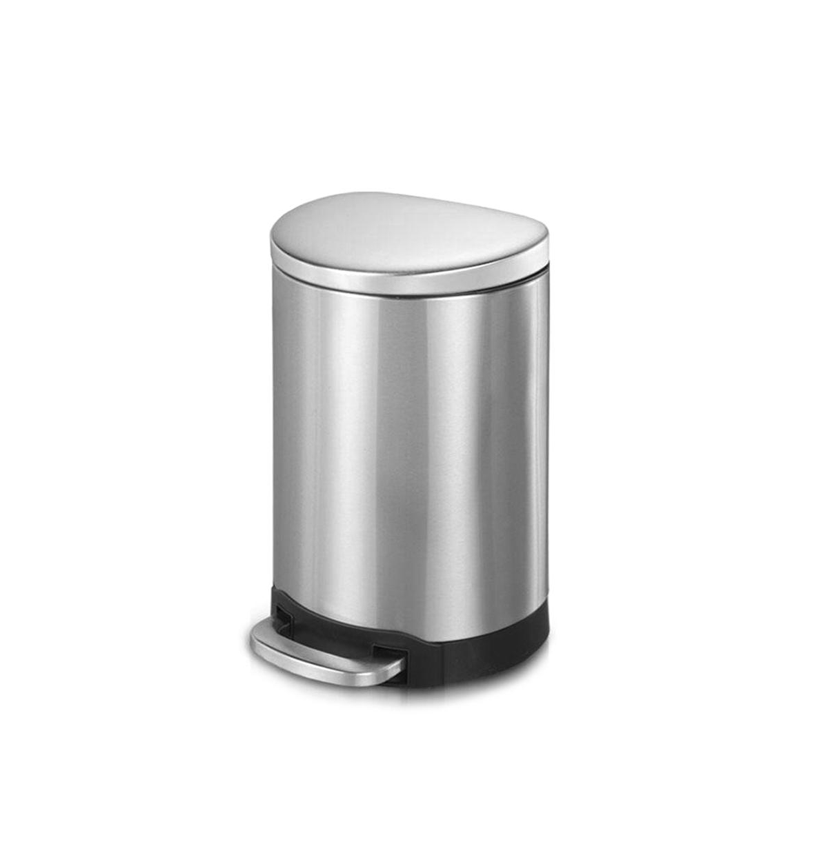 3.2 Gal./12 Liter Stainless Steel Semi-round Step-on Trash Can for Bathroom and Office - Silver