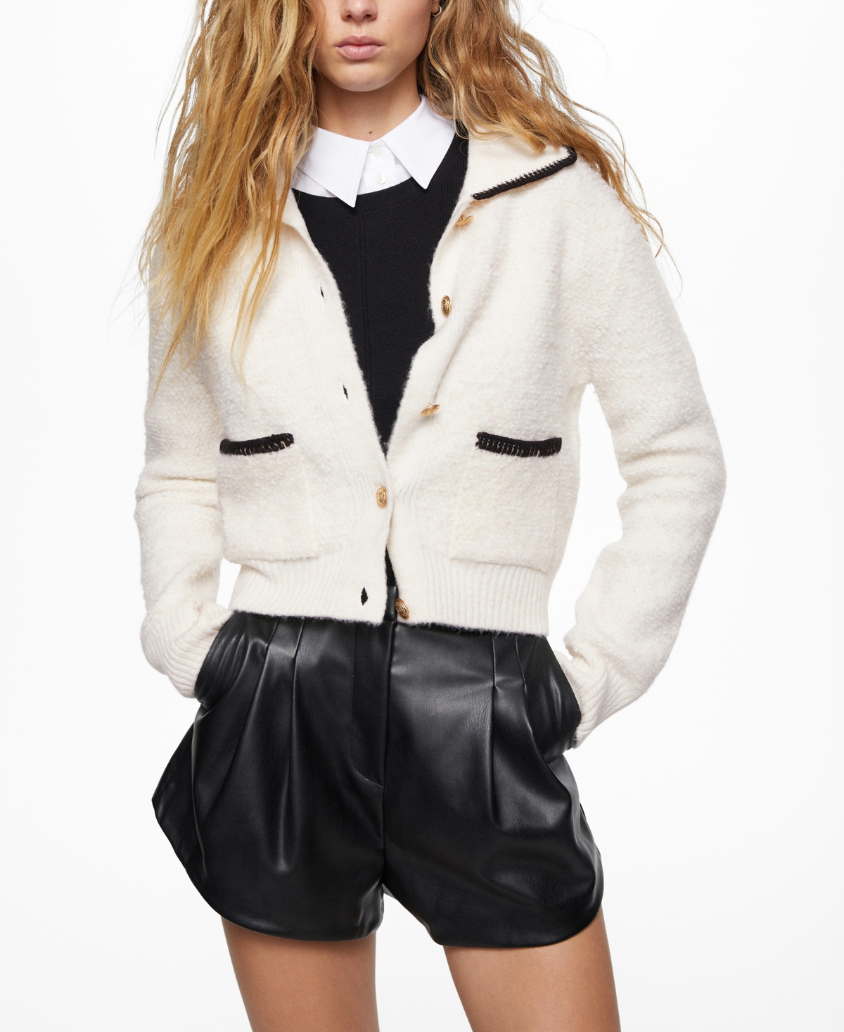 Mango Cardigan Ecru In Ecru