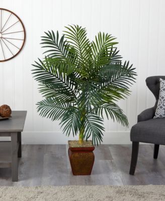 4.5' Golden Cane Palm Tree with Decorative Planter