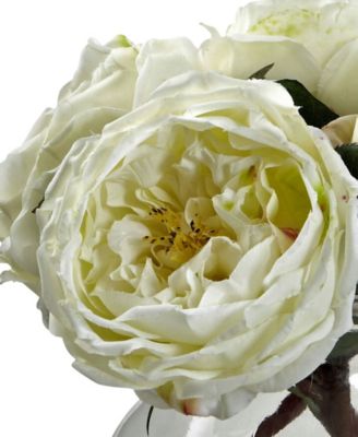 Fancy White Rose Arrangement with Vase