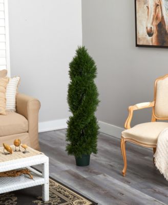 Nearly Natural 4' Double Pond Cypress UV-Resistant Indoor/Outdoor 1036-Leaf Spiral Topiary 
