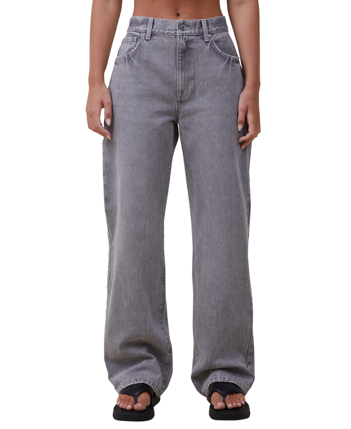Women's Loose Straight Jeans - Ash Gray