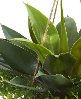Agave and Maiden Hair Artificial Plant in Hanging Basket (Indoor/Outdoor)