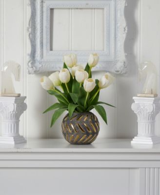 Tulip Artificial Arrangement in Decorative Vase
