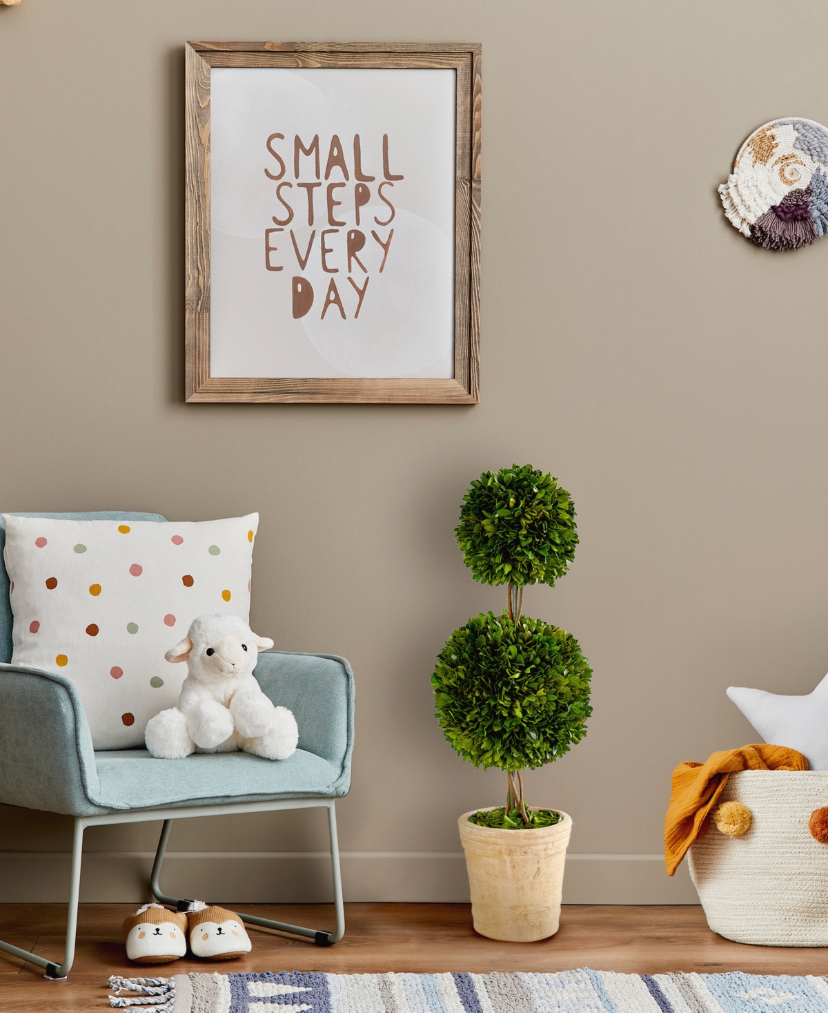 NEARLY NATURAL 2.5FT. PRESERVED BOXWOOD DOUBLE BALL TOPIARY TREE IN DECORATIVE PLANTER 