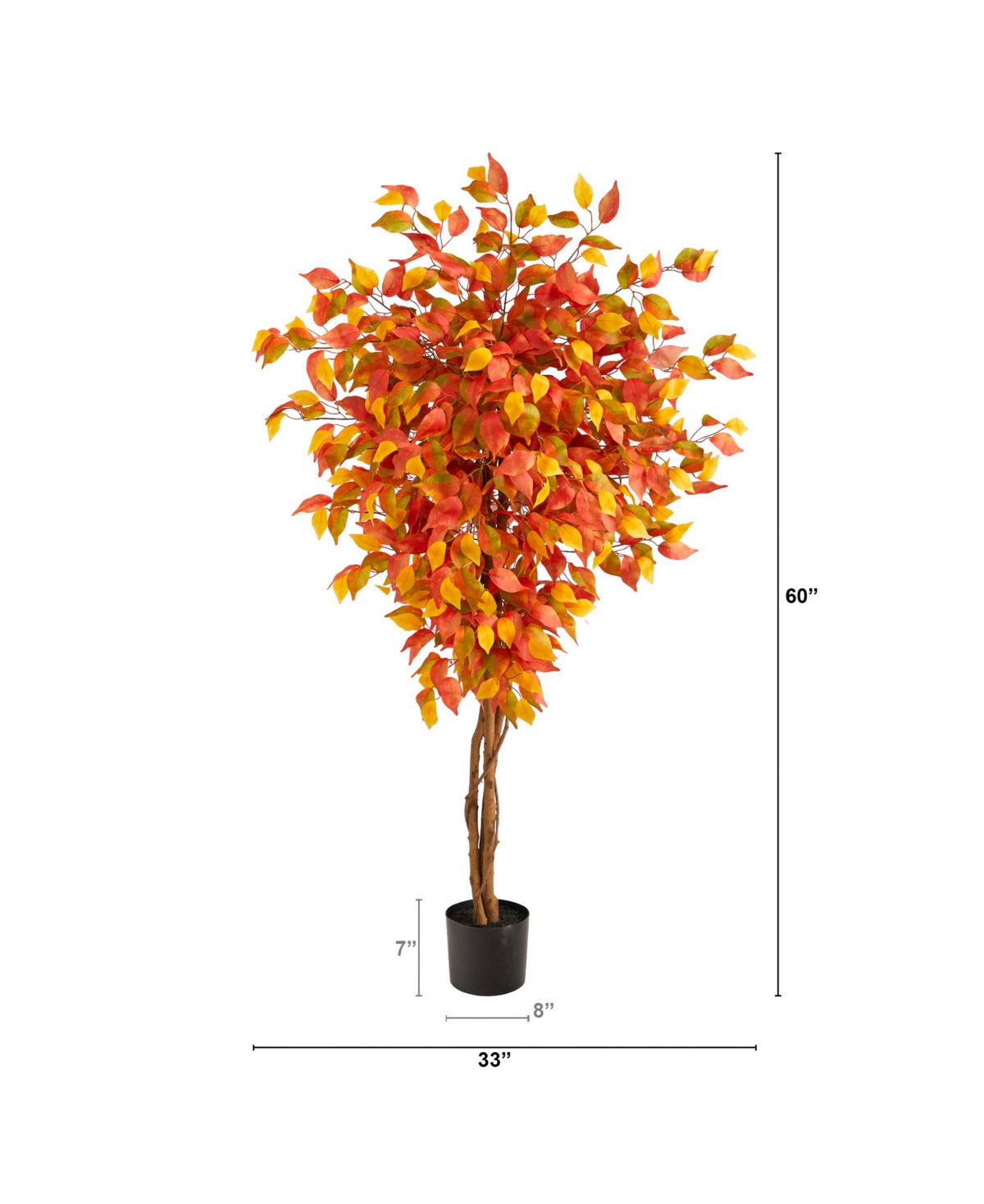 NEARLY NATURAL AUTUMN FICUS ARTIFICIAL FALL TREE, 5' 